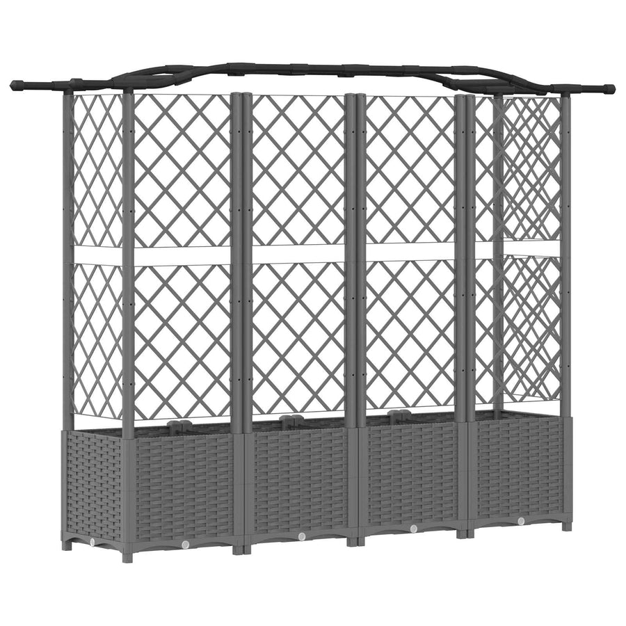 Verhoogd Bed met Trellis en Dak Lichtgrijs 204 x 40 x 138 cm PP