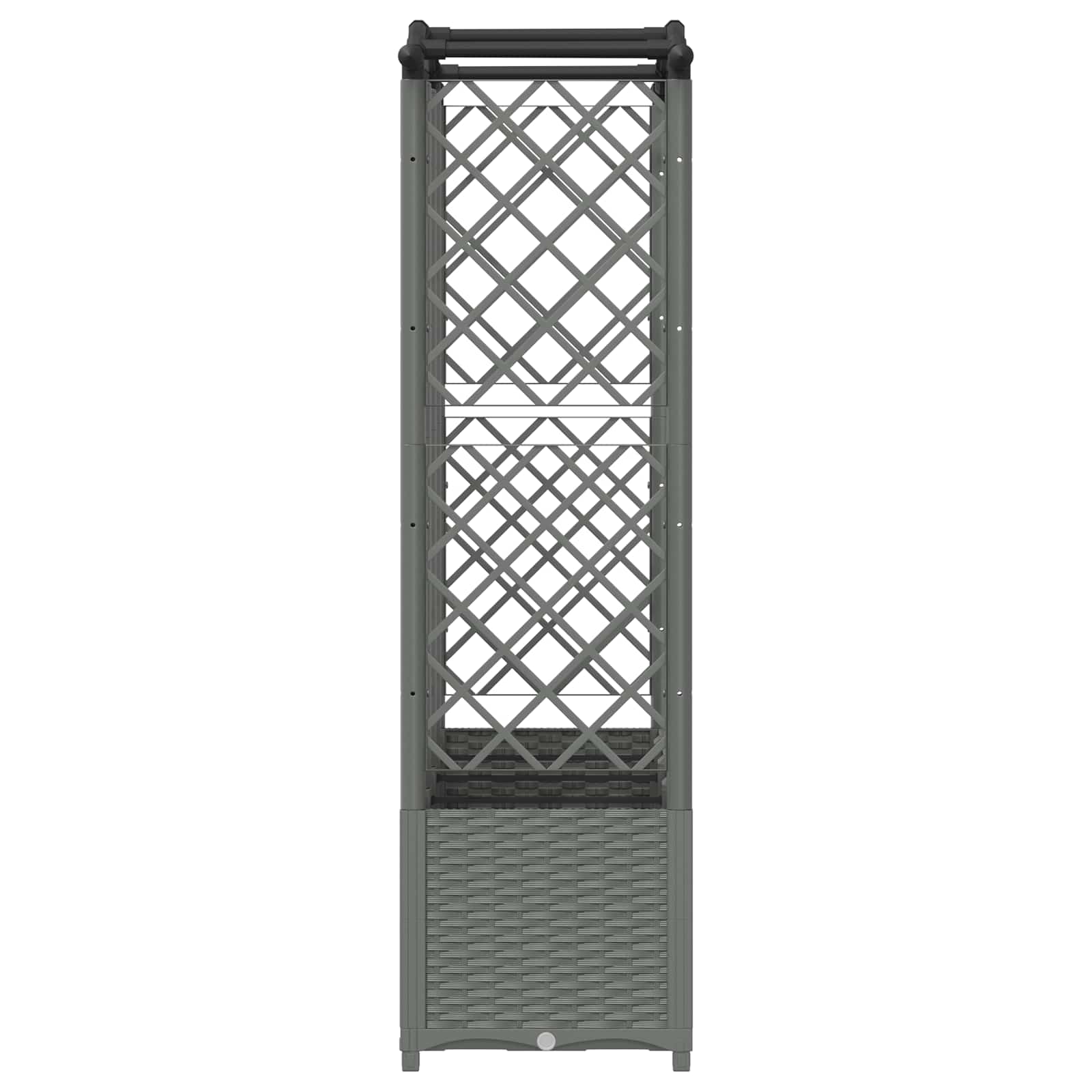 Verhoogd Bed met Trellis en Dak Lichtgrijs 204 x 40 x 138 cm PP