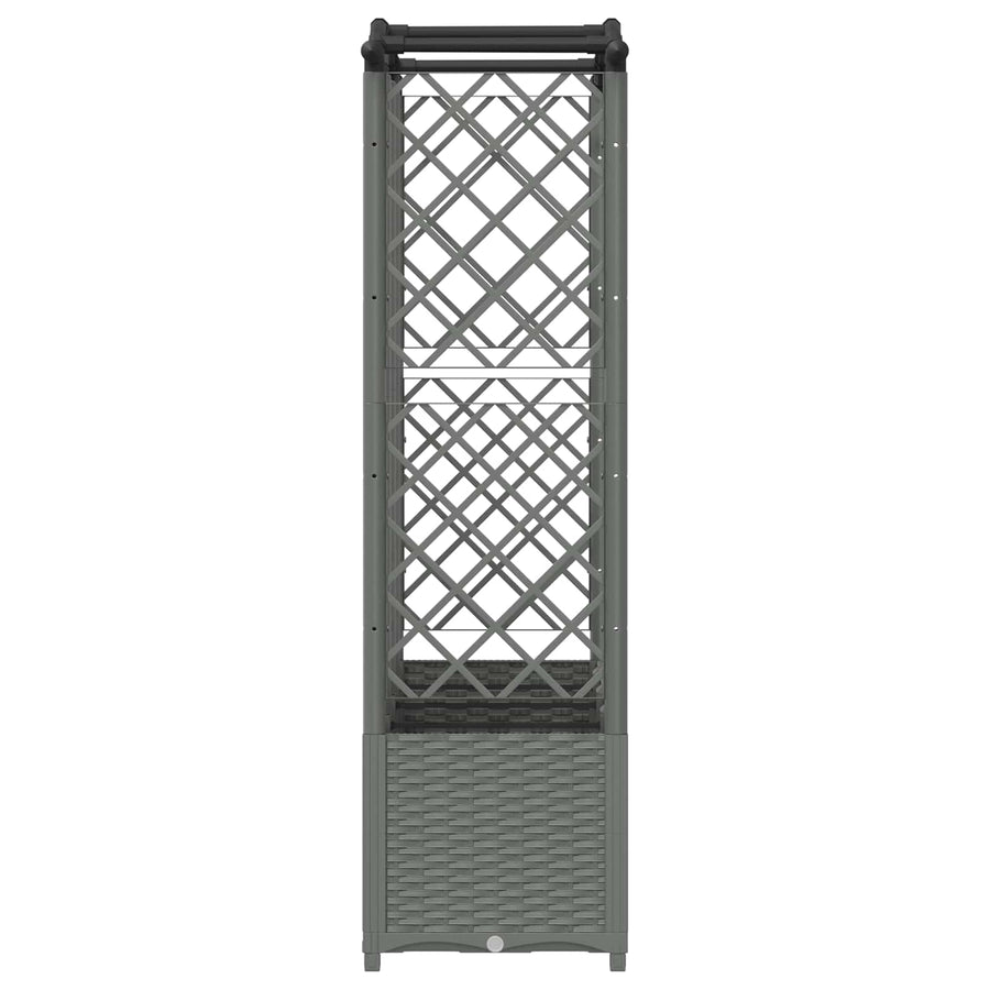 Verhoogd Bed met Trellis en Dak Lichtgrijs 204 x 40 x 138 cm PP
