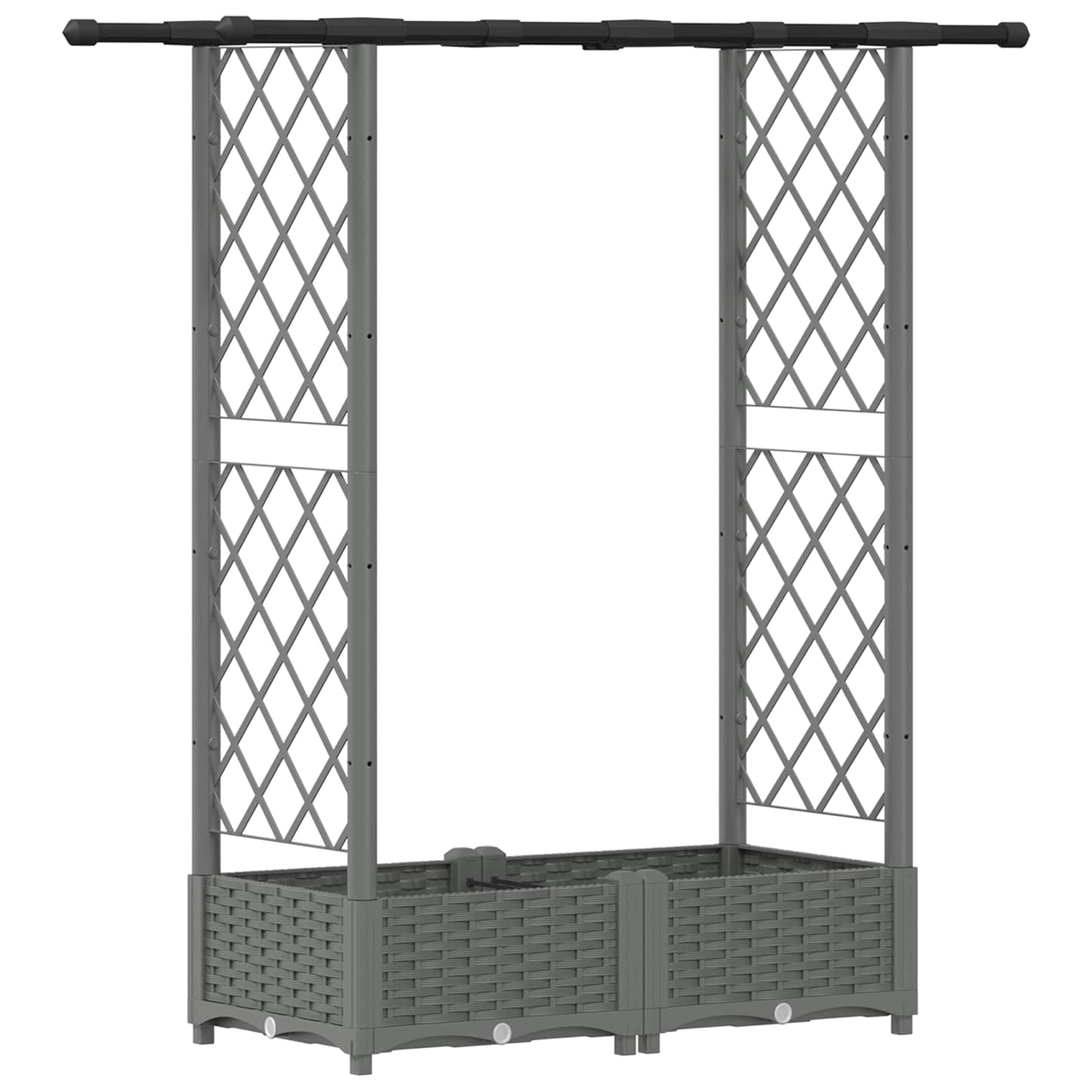 Verhoogd Bed met Trellis en Dak Lichtgrijs 122,5 x 40 x 121 cm