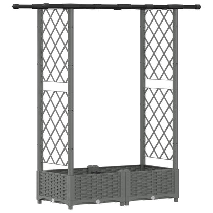 Verhoogd Bed met Trellis en Dak Lichtgrijs 122,5 x 40 x 121 cm
