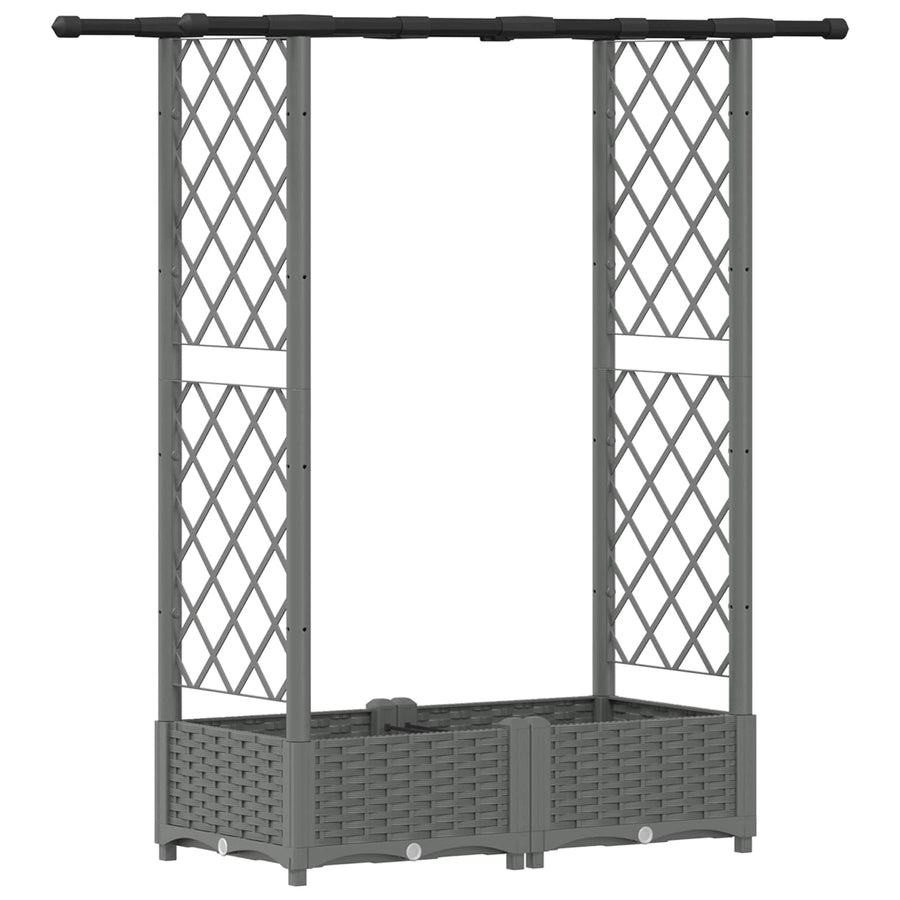Verhoogd Bed met Trellis en Dak Lichtgrijs 122,5 x 40 x 121 cm