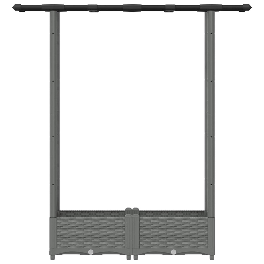 Verhoogd Bed met Trellis en Dak Lichtgrijs 122,5 x 40 x 121 cm