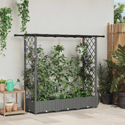 Verhoogd Bed met Trellis en Dak Lichtgrijs 164 x 40 x 123 cm PP