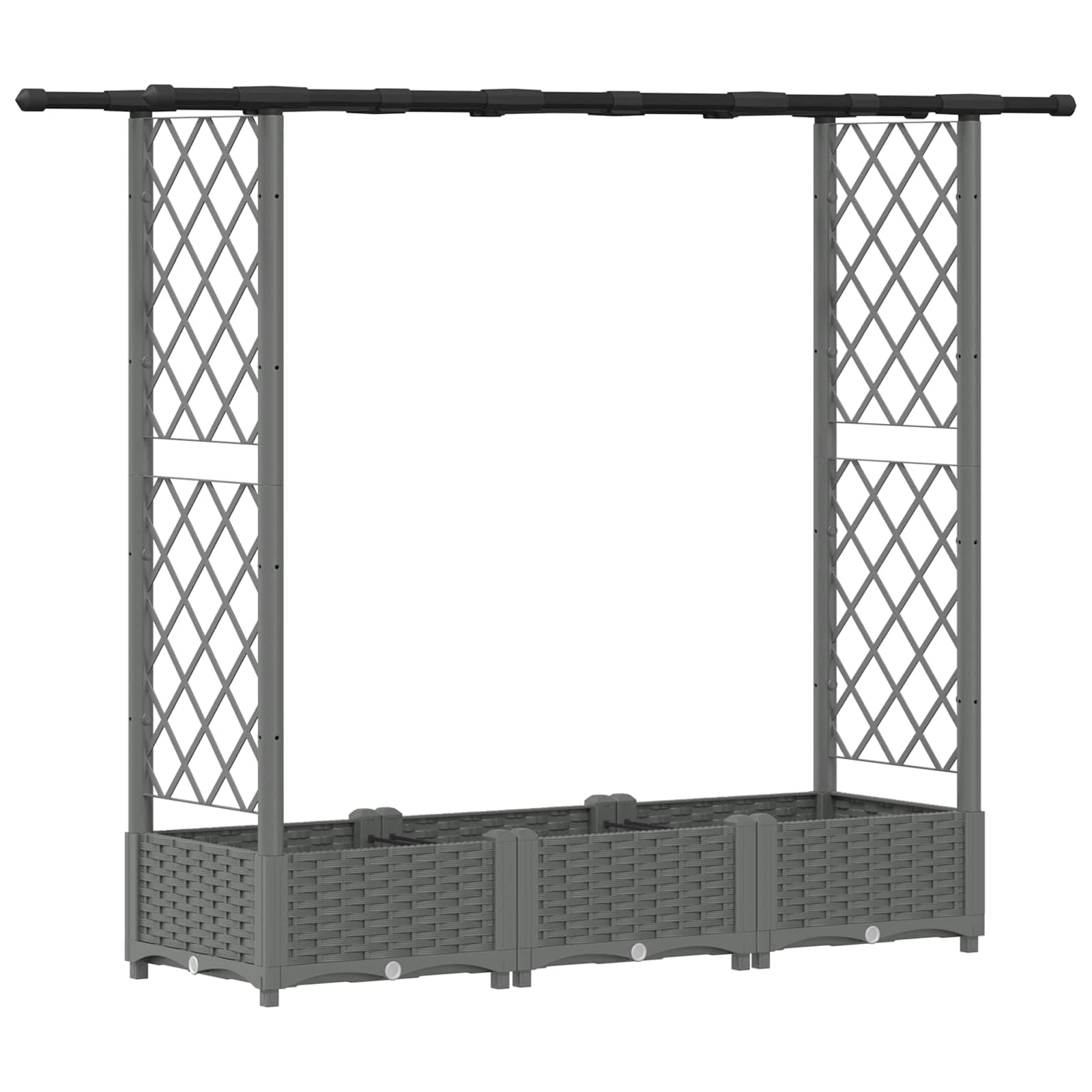 Verhoogd Bed met Trellis en Dak Lichtgrijs 164 x 40 x 123 cm PP