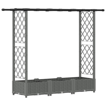 Verhoogd Bed met Trellis en Dak Lichtgrijs 164 x 40 x 123 cm PP