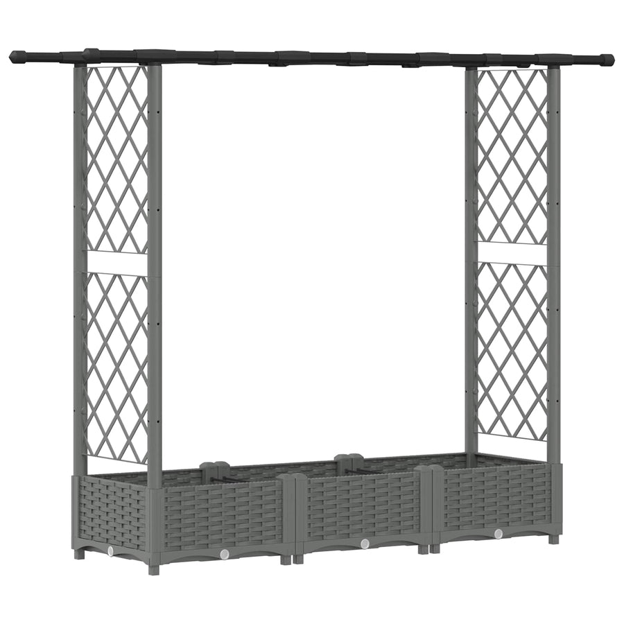 Verhoogd Bed met Trellis en Dak Lichtgrijs 164 x 40 x 123 cm PP