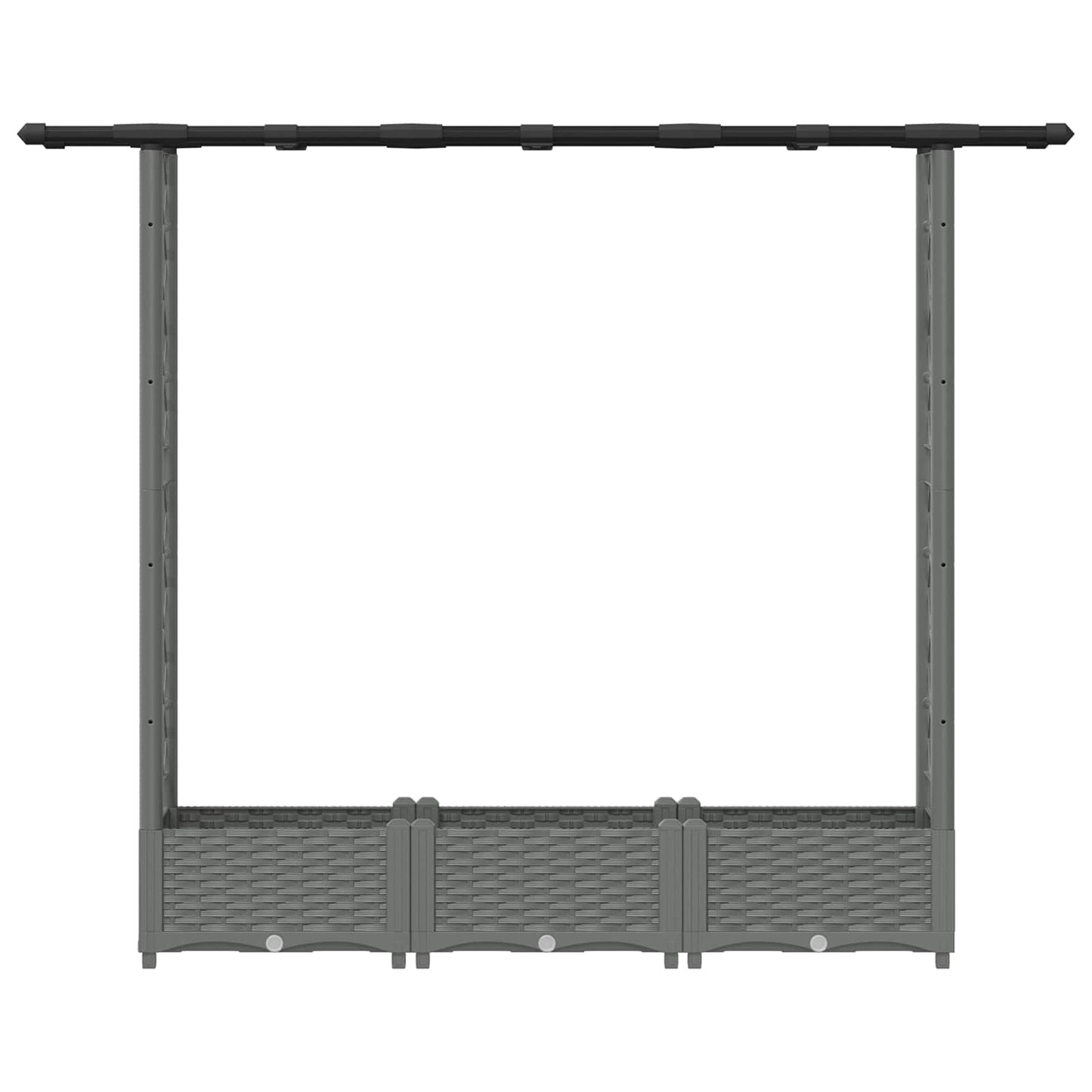 Verhoogd Bed met Trellis en Dak Lichtgrijs 164 x 40 x 123 cm PP
