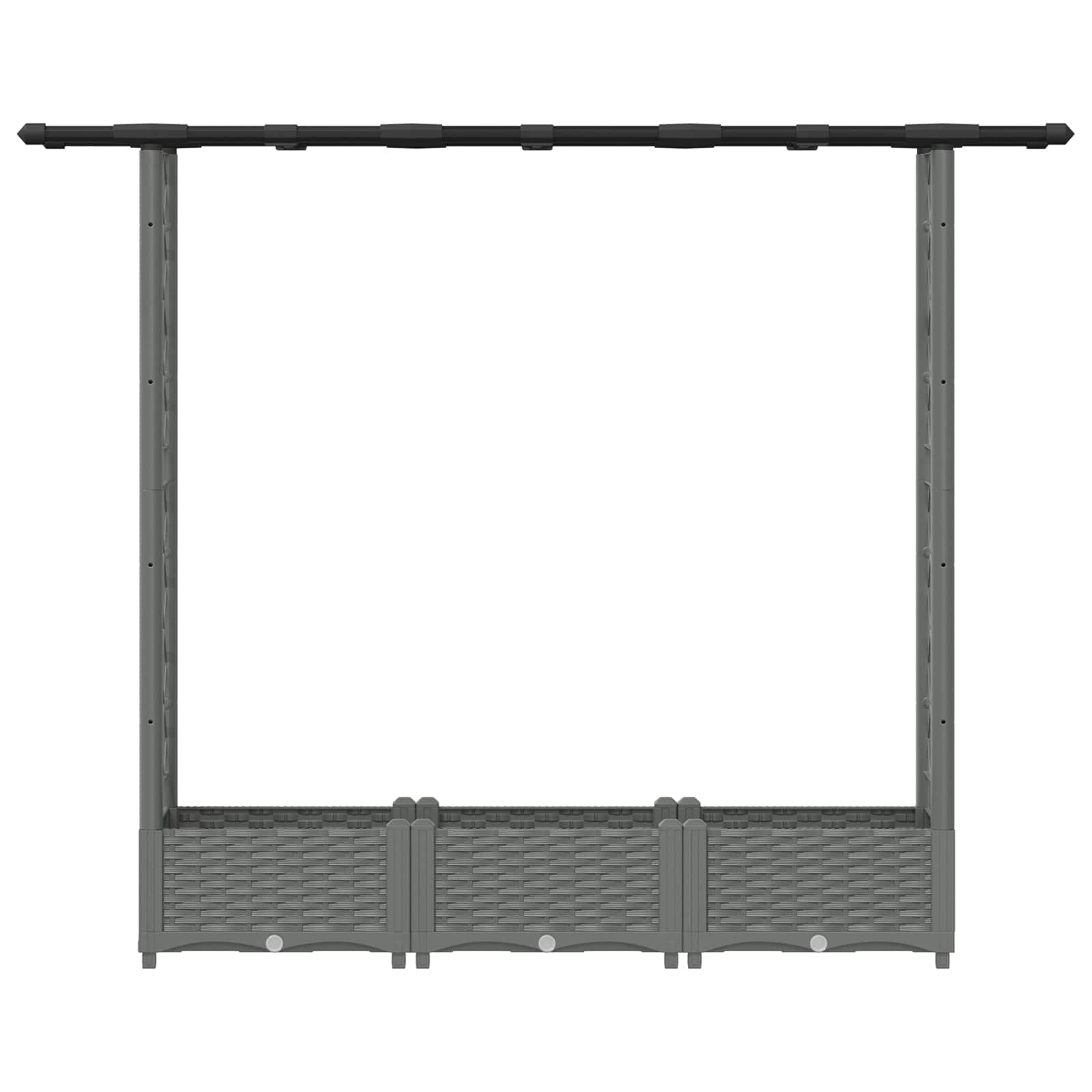 Verhoogd Bed met Trellis en Dak Lichtgrijs 164 x 40 x 123 cm PP