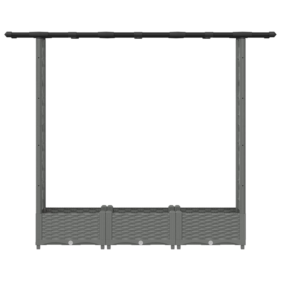 Verhoogd Bed met Trellis en Dak Lichtgrijs 164 x 40 x 123 cm PP