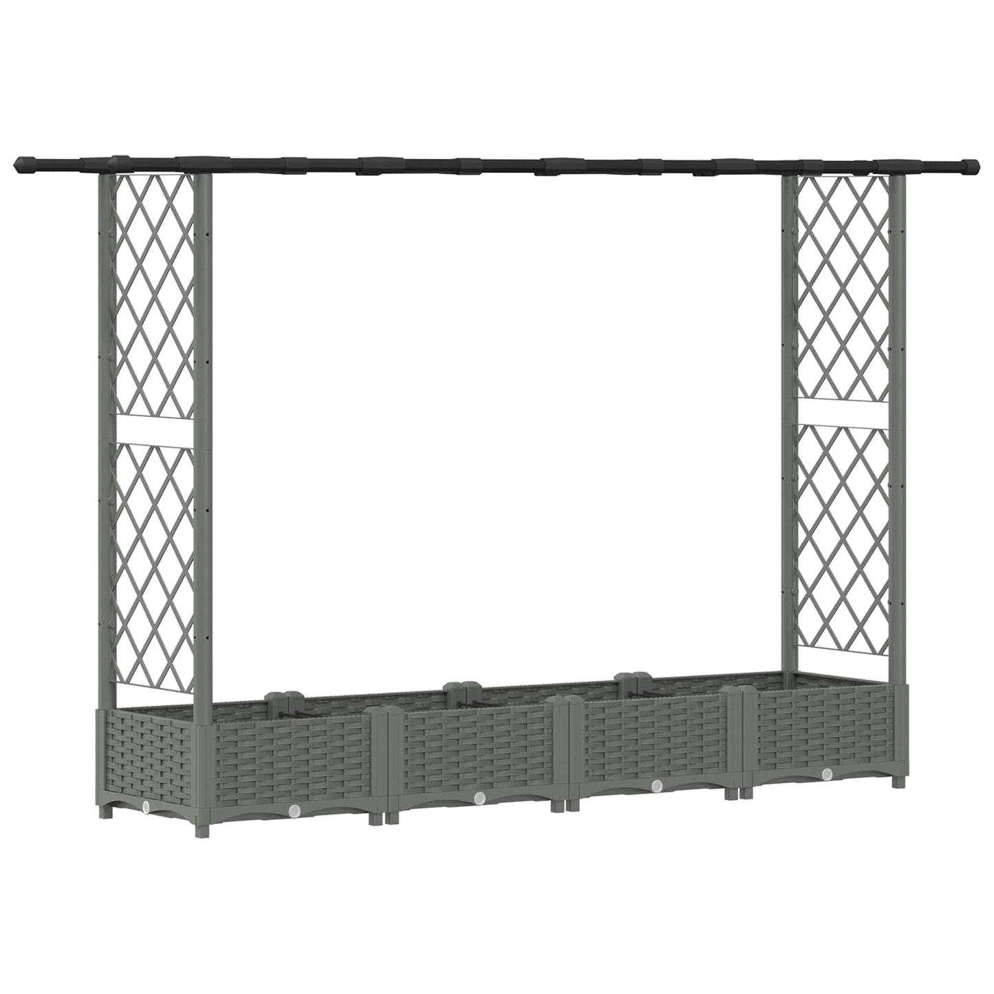 Verhoogd Bed met Trellis en Dak Lichtgrijs 203 x 40 x 121 cm PP