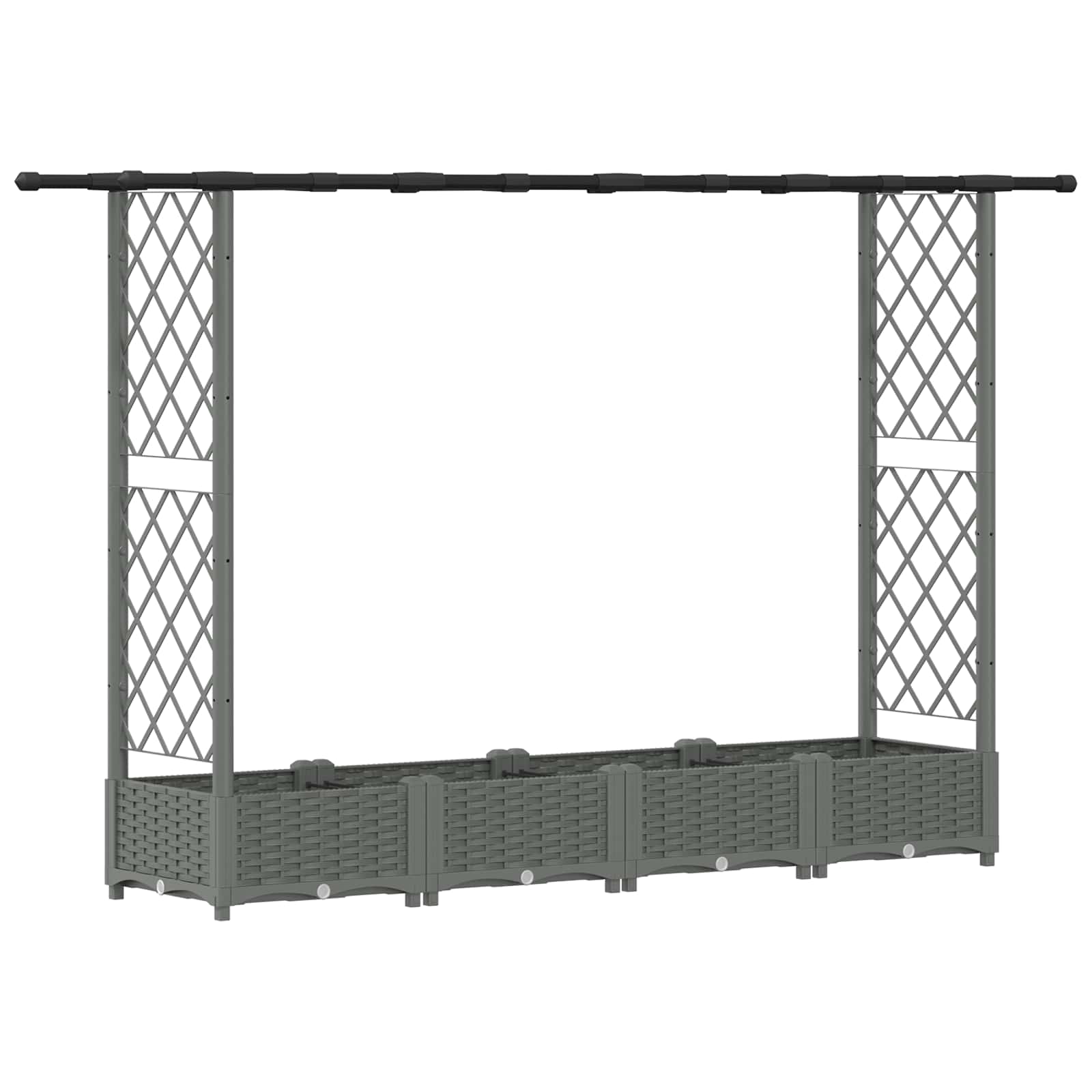 Verhoogd Bed met Trellis en Dak Lichtgrijs 203 x 40 x 121 cm PP