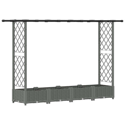 Verhoogd Bed met Trellis en Dak Lichtgrijs 203 x 40 x 121 cm PP