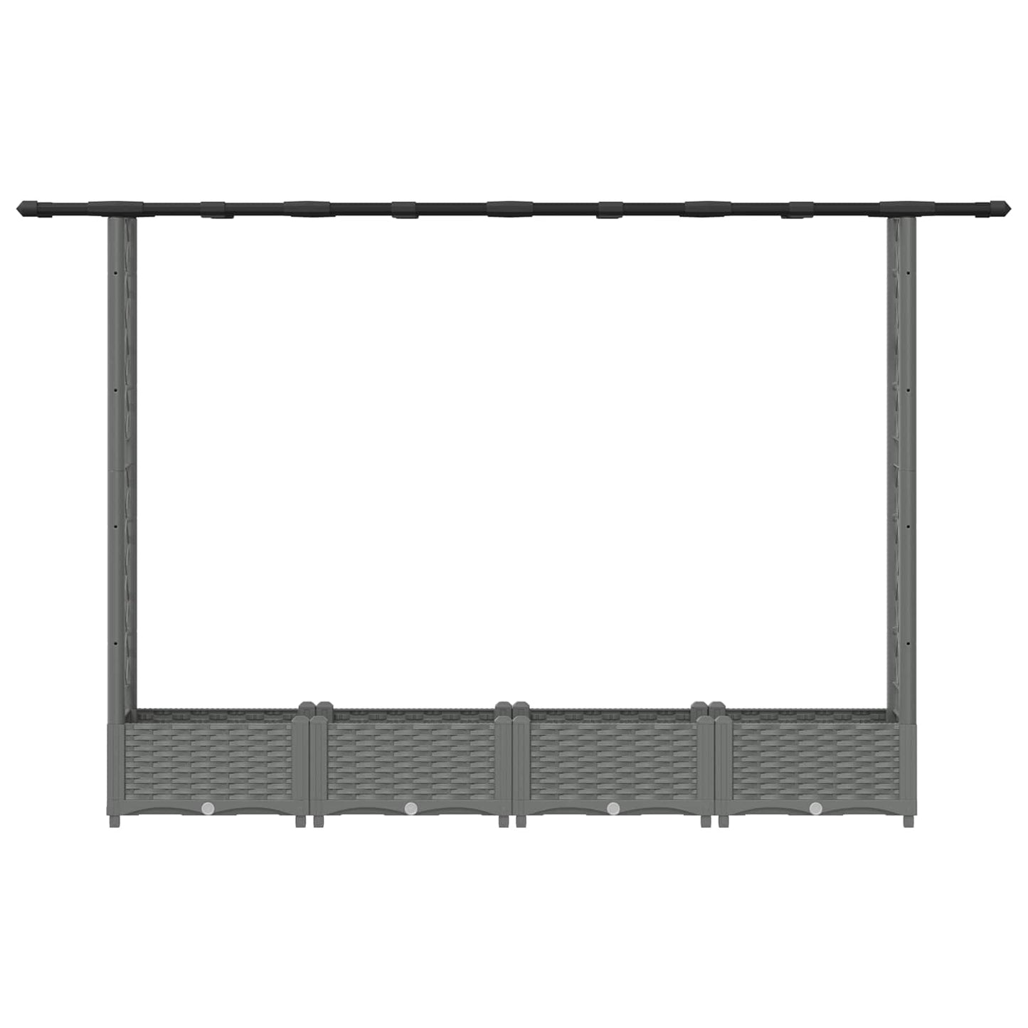 Verhoogd Bed met Trellis en Dak Lichtgrijs 203 x 40 x 121 cm PP
