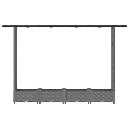 Verhoogd Bed met Trellis en Dak Lichtgrijs 203 x 40 x 121 cm PP