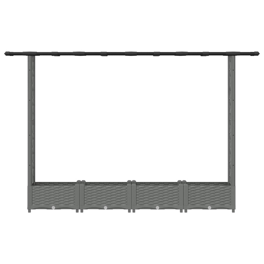 Verhoogd Bed met Trellis en Dak Lichtgrijs 203 x 40 x 121 cm PP