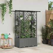 Verhoogd tuinbed met dak en trellis 124,5x40x138 cm lichtgrijs
