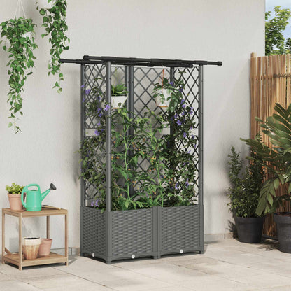Verhoogd Bed met Trellis en Dak Lichtgrijs 124,5 x 40 x 138 cm