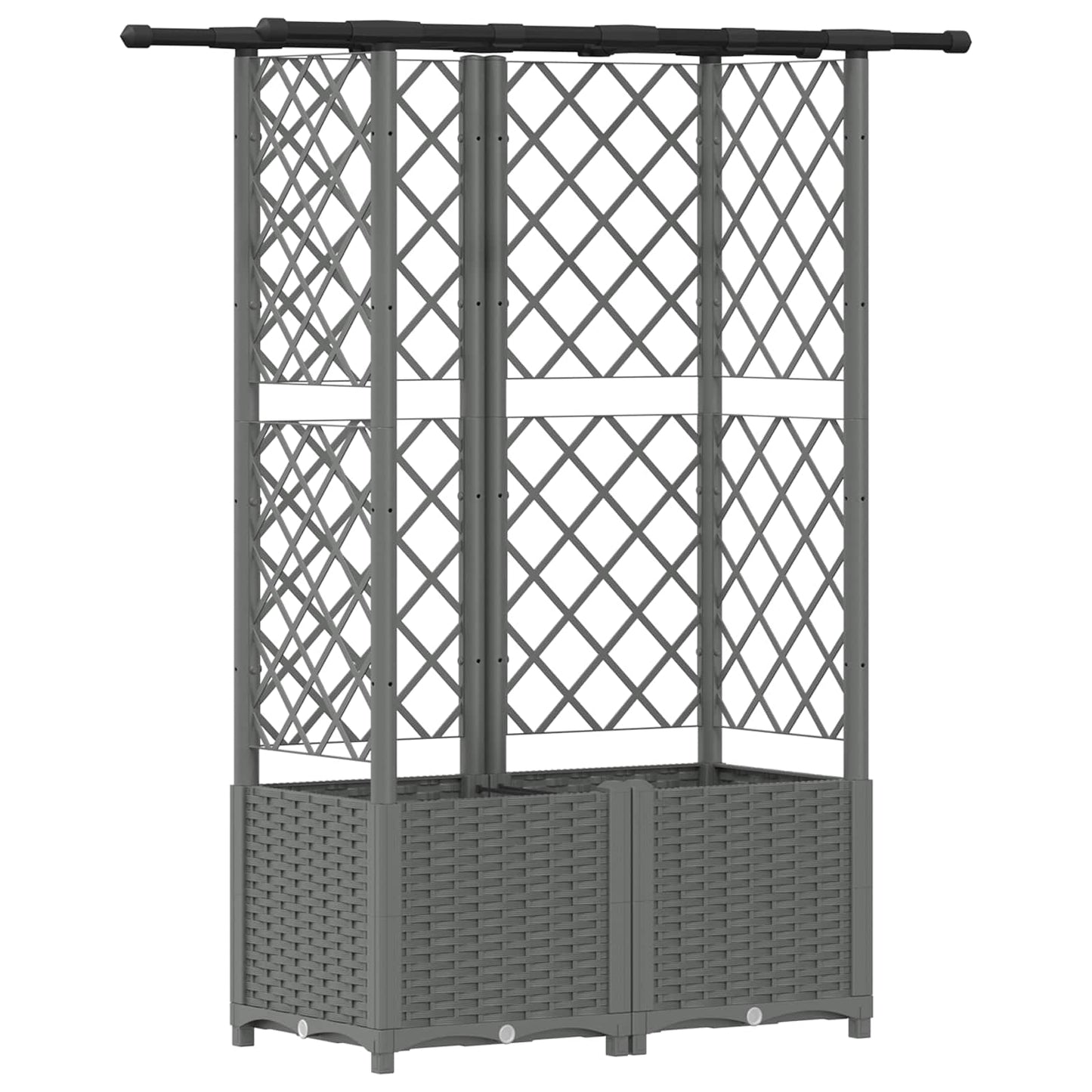 Verhoogd Bed met Trellis en Dak Lichtgrijs 124,5 x 40 x 138 cm