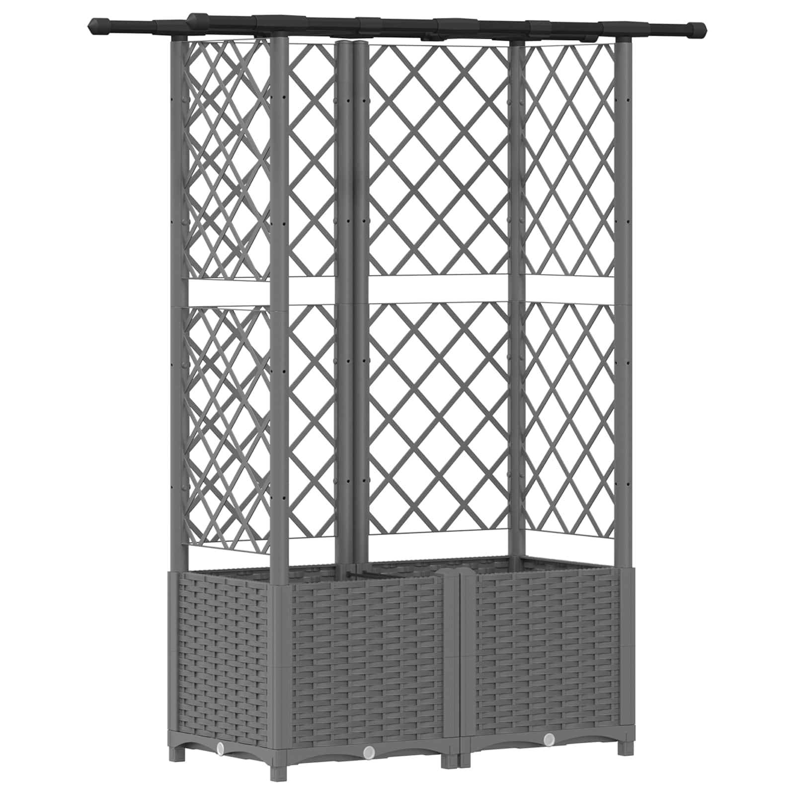 Verhoogd Bed met Trellis en Dak Lichtgrijs 124,5 x 40 x 138 cm