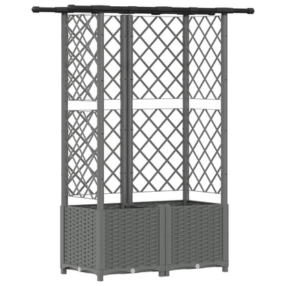 Verhoogd Bed met Trellis en Dak Lichtgrijs 124,5 x 40 x 138 cm