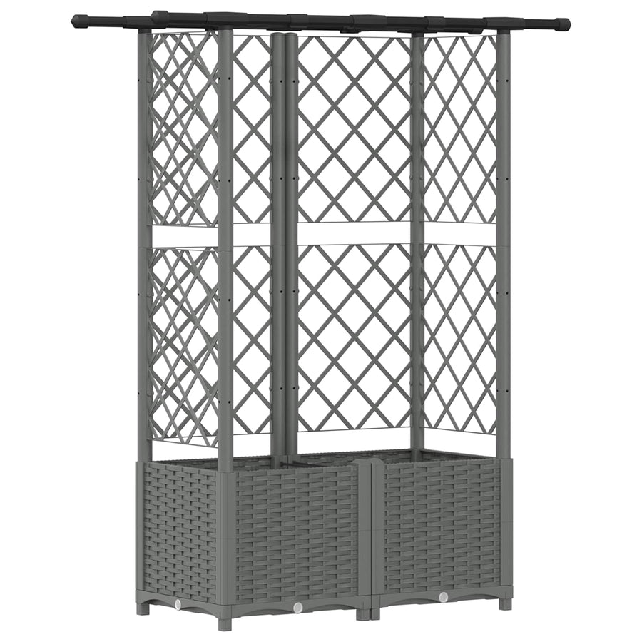 Verhoogd Bed met Trellis en Dak Lichtgrijs 124,5 x 40 x 138 cm