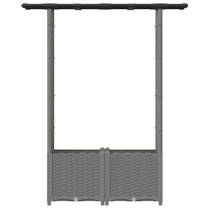 Verhoogd Bed met Trellis en Dak Lichtgrijs 124,5 x 40 x 138 cm