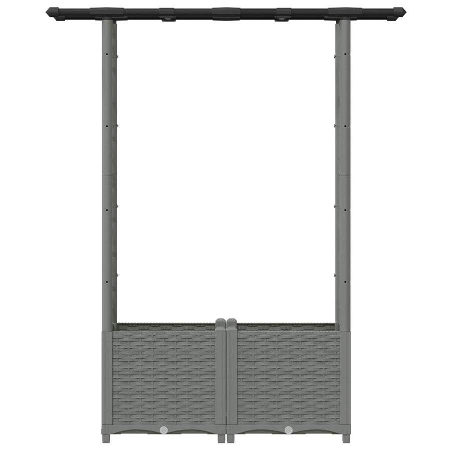 Verhoogd Bed met Trellis en Dak Lichtgrijs 124,5 x 40 x 138 cm