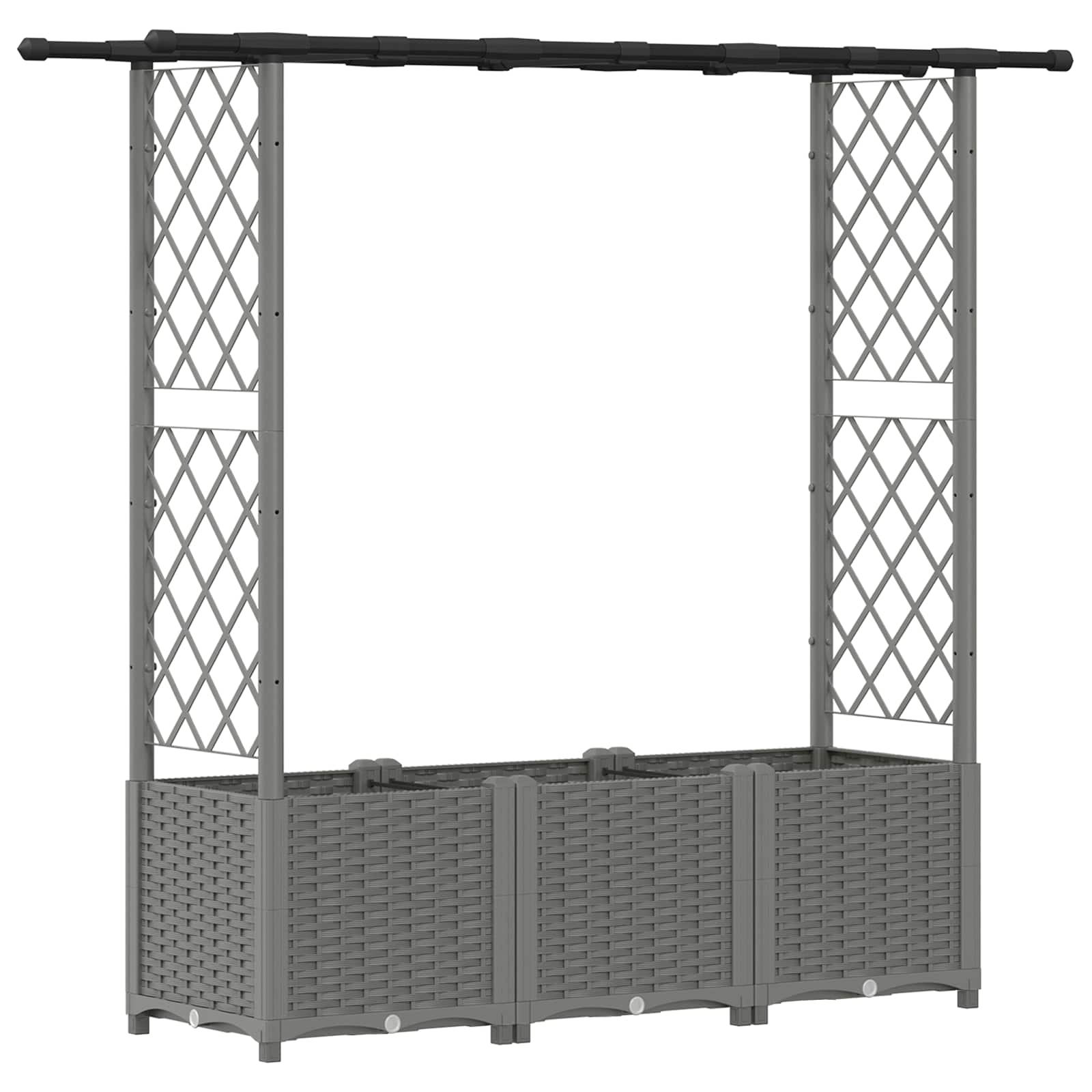 Verhoogd Bed met Trellis en Dak Lichtgrijs 162,5 x 40 x 136 cm