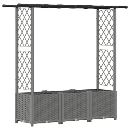 Verhoogd Bed met Trellis en Dak Lichtgrijs 162,5 x 40 x 136 cm
