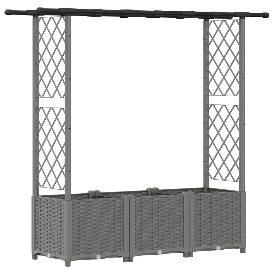 Verhoogd Bed met Trellis en Dak Lichtgrijs 162,5 x 40 x 136 cm