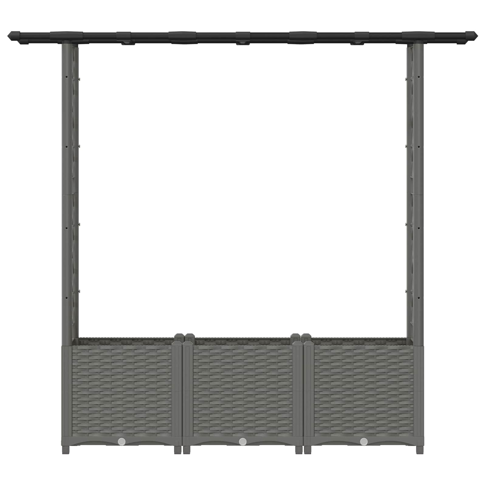 Verhoogd Bed met Trellis en Dak Lichtgrijs 162,5 x 40 x 136 cm
