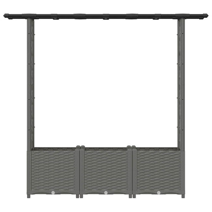 Verhoogd Bed met Trellis en Dak Lichtgrijs 162,5 x 40 x 136 cm
