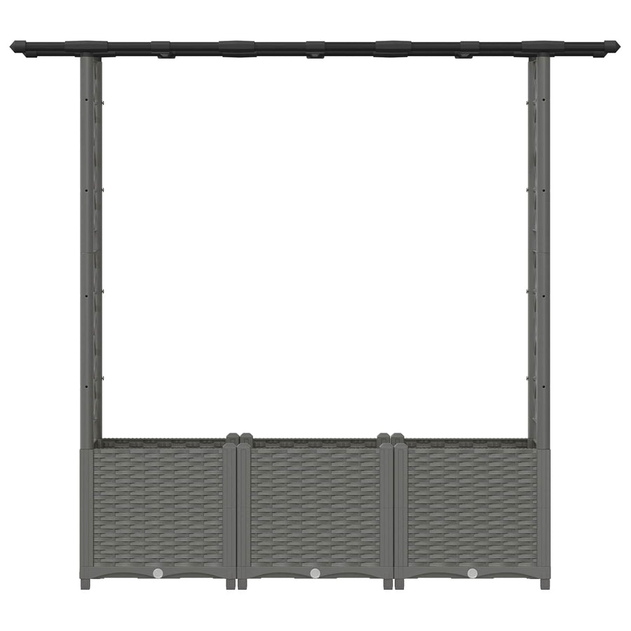 Verhoogd Bed met Trellis en Dak Lichtgrijs 162,5 x 40 x 136 cm
