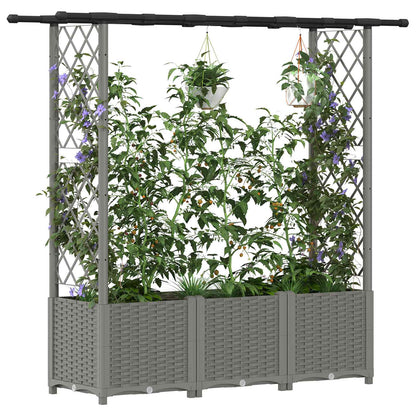 Verhoogd Bed met Trellis en Dak Lichtgrijs 162,5 x 40 x 136 cm