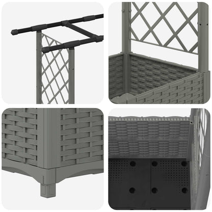 Verhoogd Bed met Trellis en Dak Lichtgrijs 203 x 40 x 136 cm PP