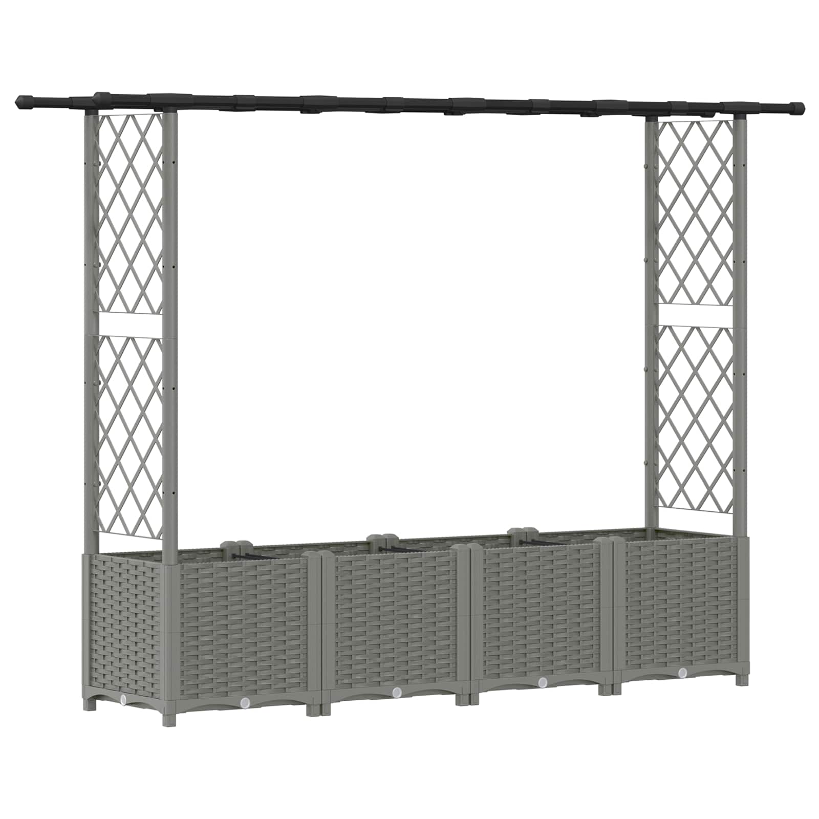 Verhoogd Bed met Trellis en Dak Lichtgrijs 203 x 40 x 136 cm PP