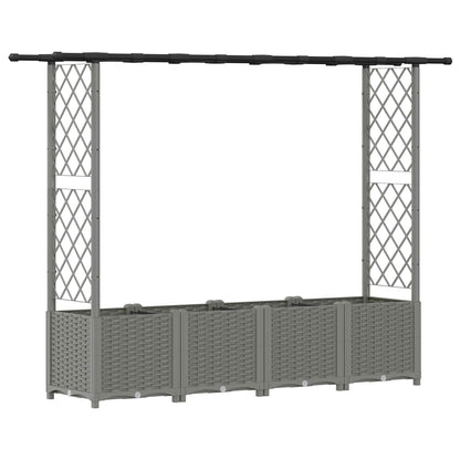 Verhoogd Bed met Trellis en Dak Lichtgrijs 203 x 40 x 136 cm PP