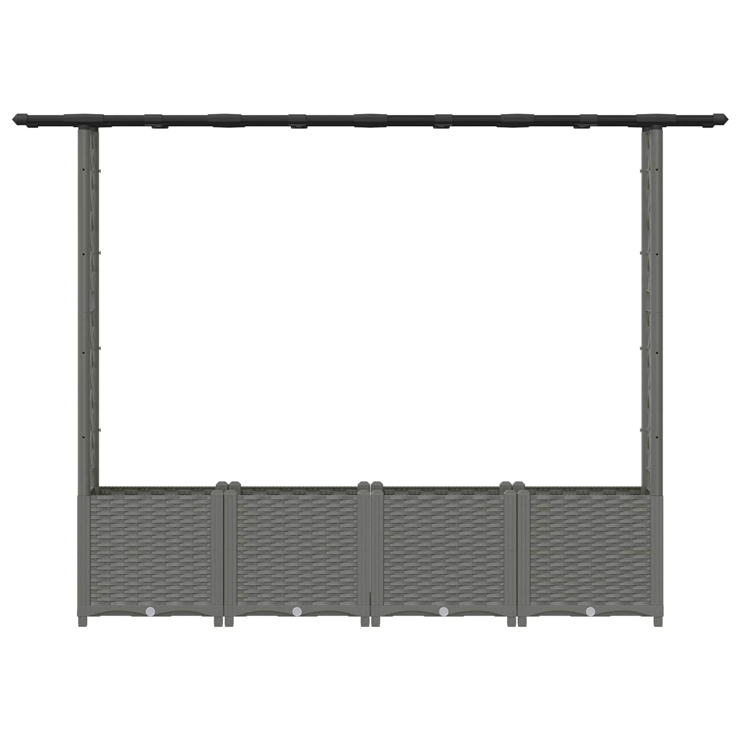 Verhoogd Bed met Trellis en Dak Lichtgrijs 203 x 40 x 136 cm PP