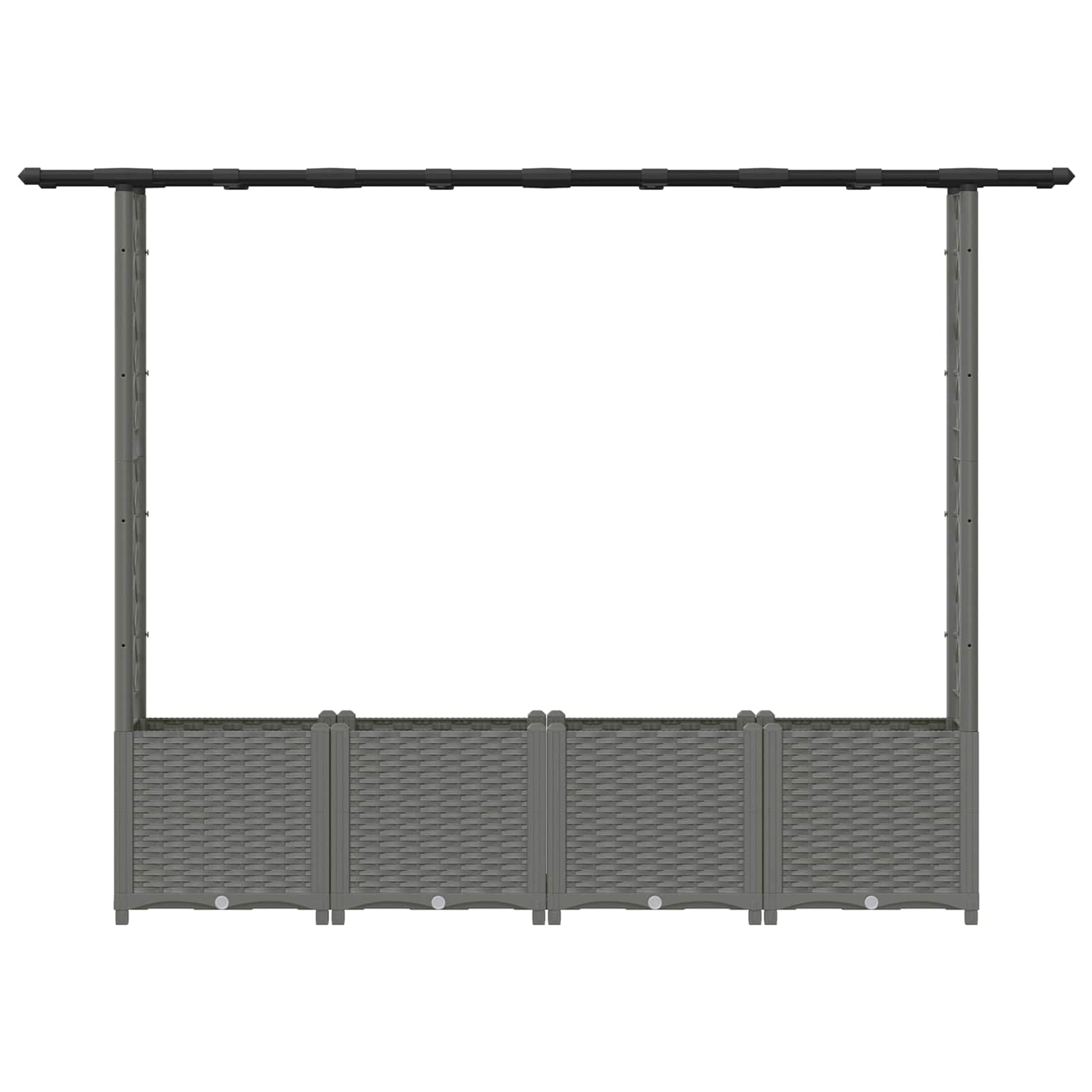 Verhoogd Bed met Trellis en Dak Lichtgrijs 203 x 40 x 136 cm PP