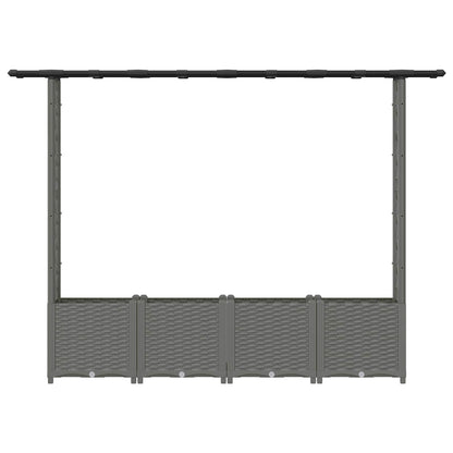 Verhoogd Bed met Trellis en Dak Lichtgrijs 203 x 40 x 136 cm PP