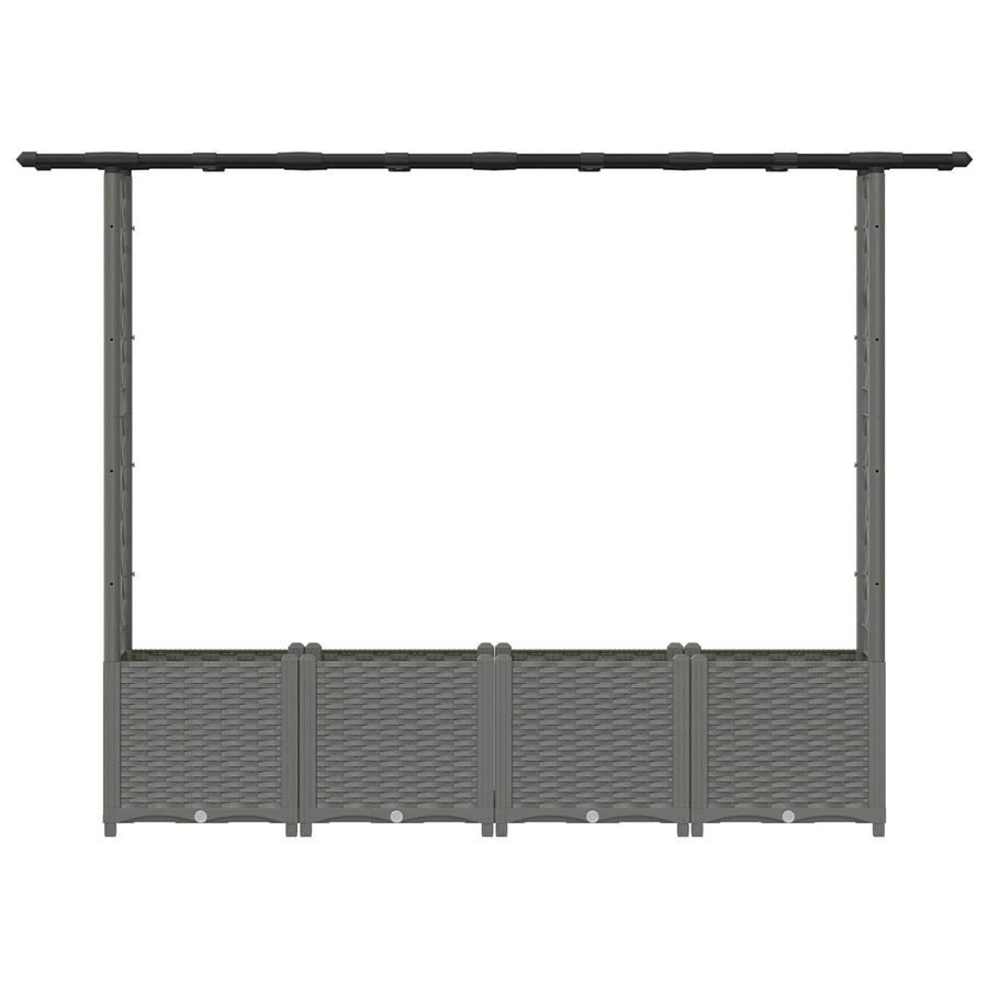Verhoogd Bed met Trellis en Dak Lichtgrijs 203 x 40 x 136 cm PP