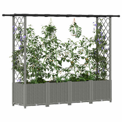 Verhoogd Bed met Trellis en Dak Lichtgrijs 203 x 40 x 136 cm PP