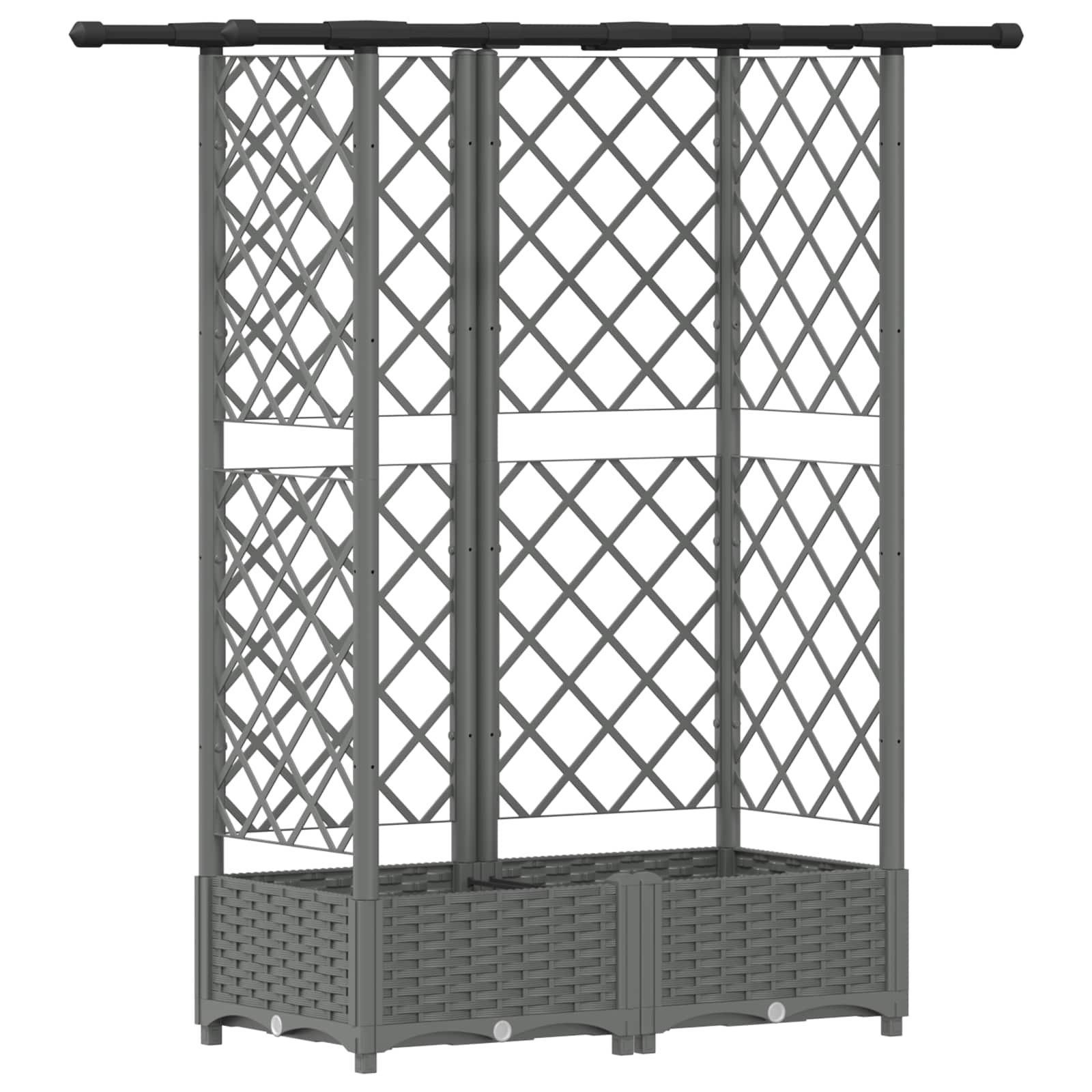 Verhoogd Bed met Trellis en Dak Lichtgrijs 124 x 40 x 121 cm PP