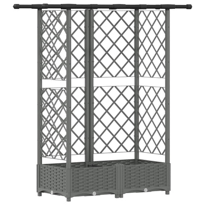 Verhoogd Bed met Trellis en Dak Lichtgrijs 124 x 40 x 121 cm PP