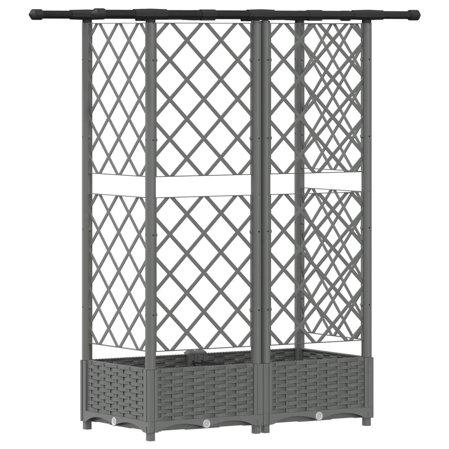 Verhoogd Bed met Trellis en Dak Lichtgrijs 124 x 40 x 121 cm PP
