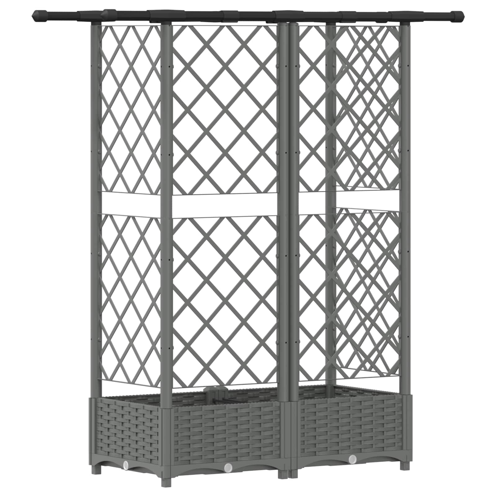 Verhoogd Bed met Trellis en Dak Lichtgrijs 124 x 40 x 121 cm PP