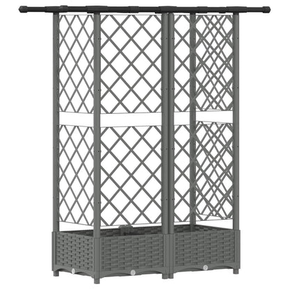 Verhoogd Bed met Trellis en Dak Lichtgrijs 124 x 40 x 121 cm PP