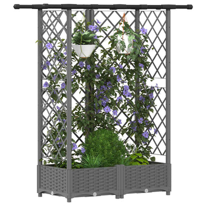 Verhoogd Bed met Trellis en Dak Lichtgrijs 124 x 40 x 121 cm PP