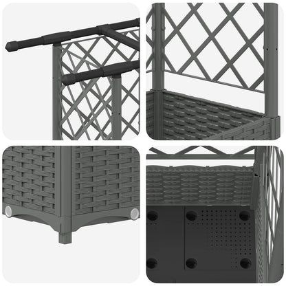 Verhoogd Bed met Trellis en Dak Lichtgrijs 164 x 40 x 121 cm PP